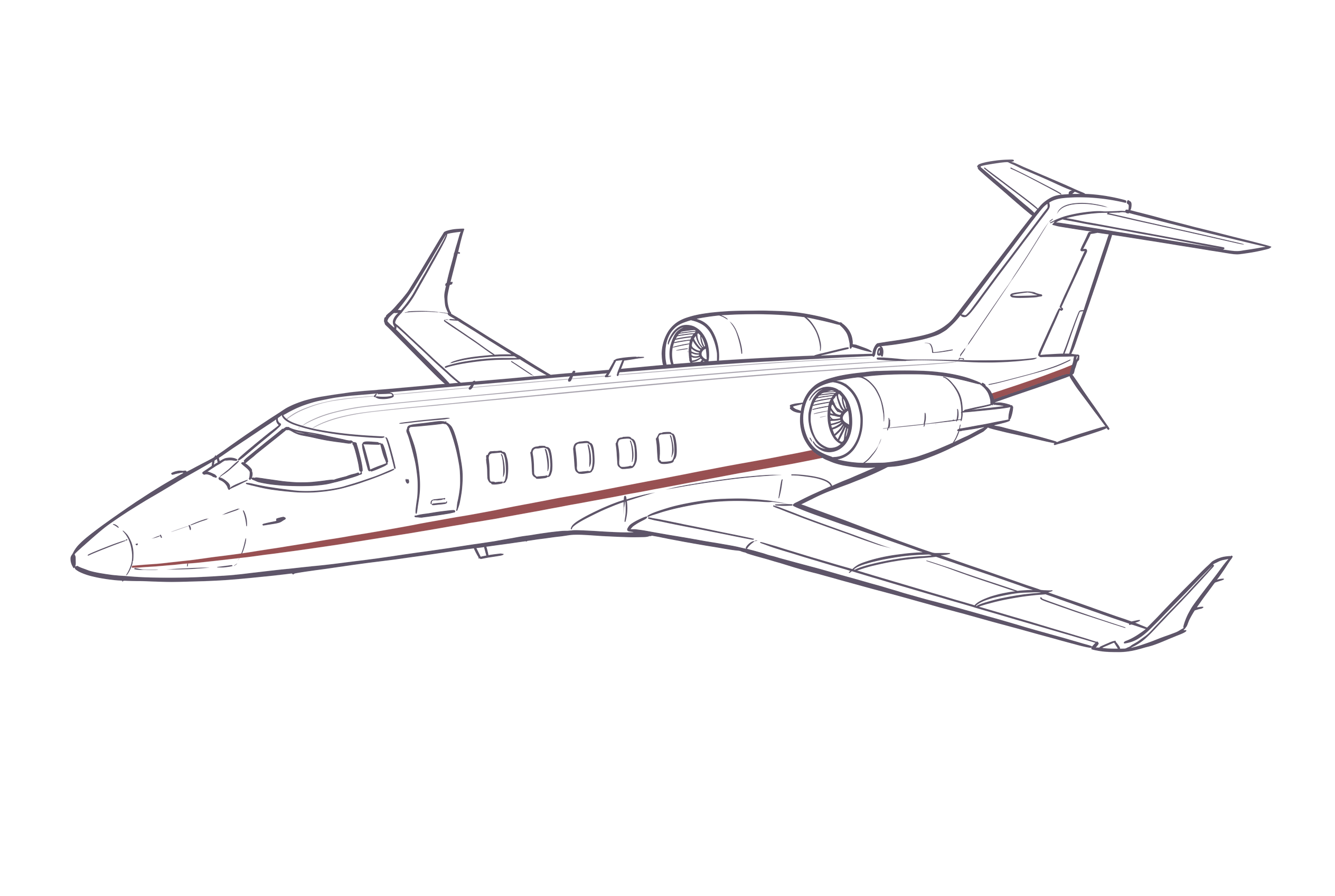 Learjet 60XR line illustration, representative of Learjet 60